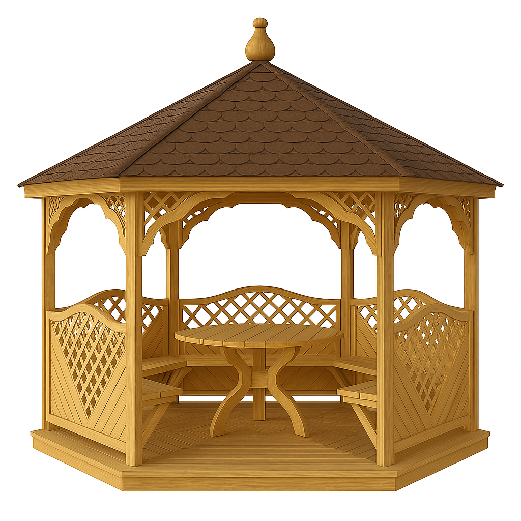 ALTÁNOK S PODLAHOU, POSEDENÍM, A MONTÁŽOU