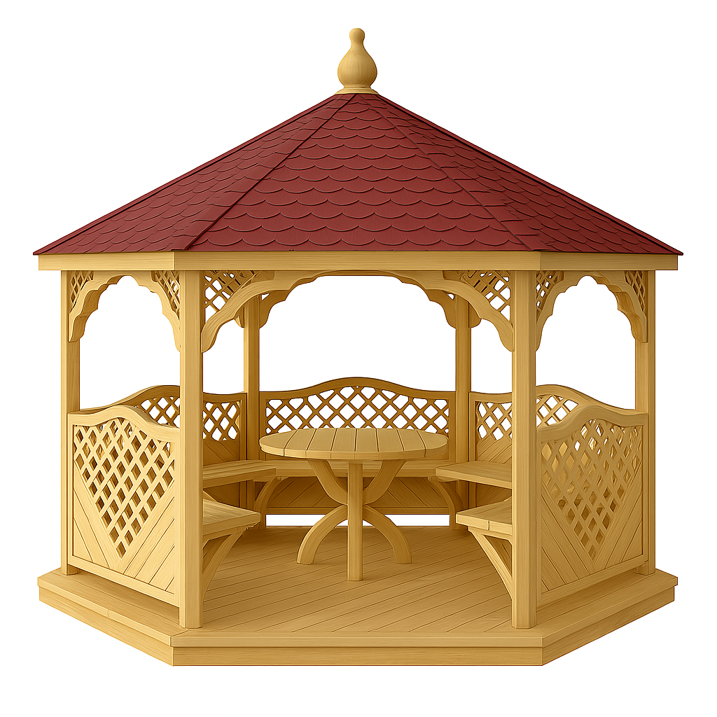 ALTÁNOK S PODLAHOU, POSEDENÍM, A MONTÁŽOU