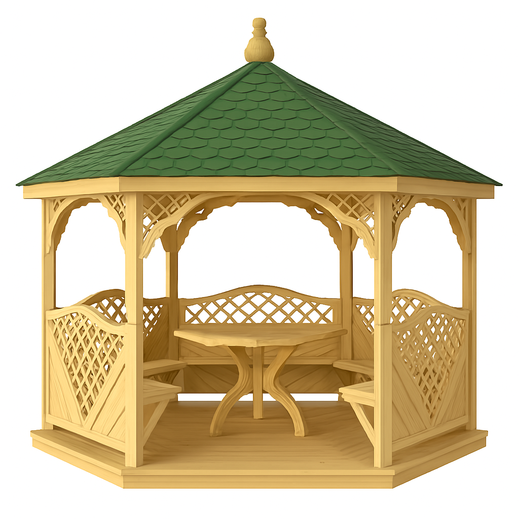 ALTÁNOK S PODLAHOU, POSEDENÍM, A MONTÁŽOU